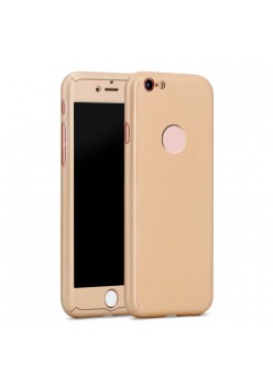 Husa 360 de grade compatibila cu iPhone 7 Full Body, FATA+SPATE (Folie de protectie inlcusa), Gold