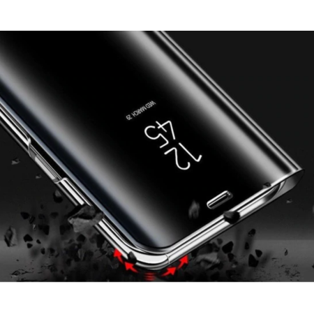 Husa Samsung Galaxy A21S Clear View , Mirror Effect, Neagra