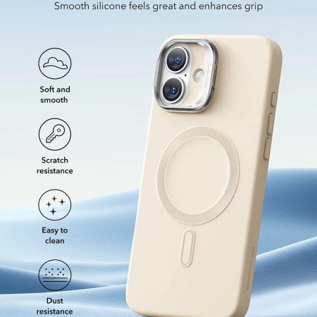 Husa pentru iPhone 16 Plus - ESR Cloud Soft HaloLock Kickstand - Light Tan