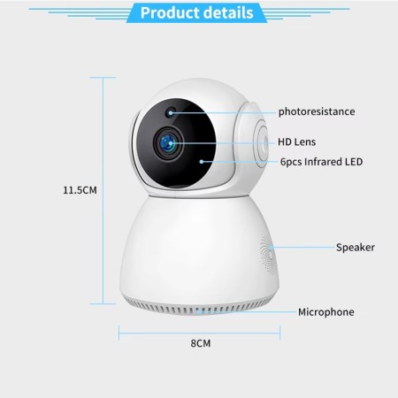 Camera de Supraveghere 3MP pentru Interior, V380 PRO App - Techsuit (Q7) - White