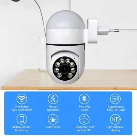 Camera de Supraveghere 3MP cu Alarma, V380 PRO App - Techsuit (Z1) - White