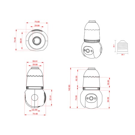 Camera de Supraveghere E27, Full Color, Waterproof, Tuya App - Techsuit (Q23S) - White