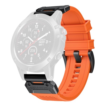 Curea pentru Garmin Fenix 3/3 HR/5X/5X Plus/6X/6X Pro/7X/7X Pro Solar - Techsuit Watchband QuickFit 26mm (W068) - Orange / Black