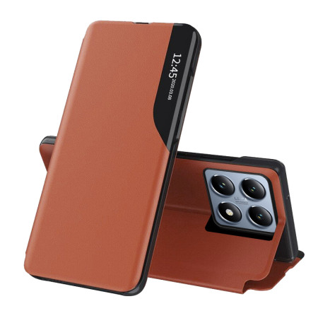 Husa Tip Carte pentru Xiaomi 14T Pro - Stand View - Piele Eco, Orange