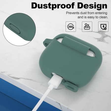 Husa de protectie compatibila Apple AirPods 3, Smooth Ultrathin Material, Dark Green