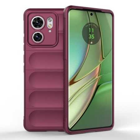 Husa pentru Motorola Edge 40 / Edge (2023), Antisoc, Margini Striatii, Design Minimalist, Bordeaux