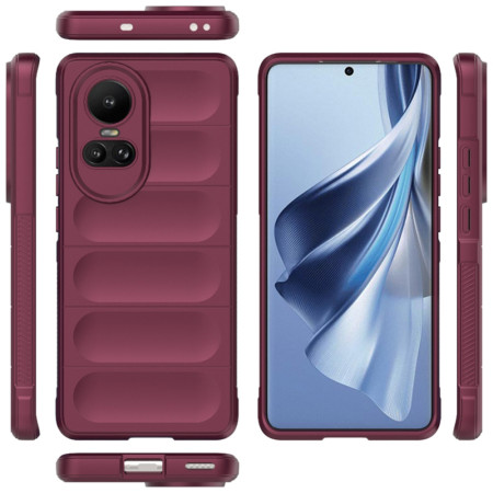 Husa pentru Oppo Reno10 / Reno10 Pro, Antisoc, Margini Striatii, Design Minimalist, Bordeaux