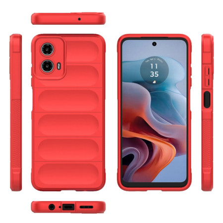 Husa pentru Motorola Moto G34, Antisoc, Margini Striatii, Design Minimalist, Red