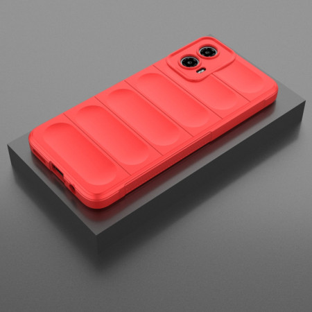 Husa pentru Motorola Moto G34, Antisoc, Margini Striatii, Design Minimalist, Red