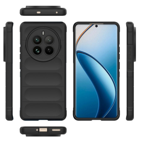 Husa pentru Realme 12 Pro / 12 Pro Plus, Antisoc, Margini cu Striatii, Design Minimalist, Black