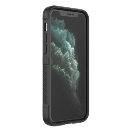 Husa pentru iPhone 11 Pro Max, Antisoc, Margini cu Striatii, Design Minimalist, Black