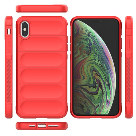 Husa pentru iPhone XS Max, Antisoc, Margini cu Striatii, Design Minimalist, Red