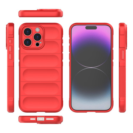 Husa pentru iPhone 15 Pro, Antisoc, Margini cu Striatii, Design Minimalist, Red