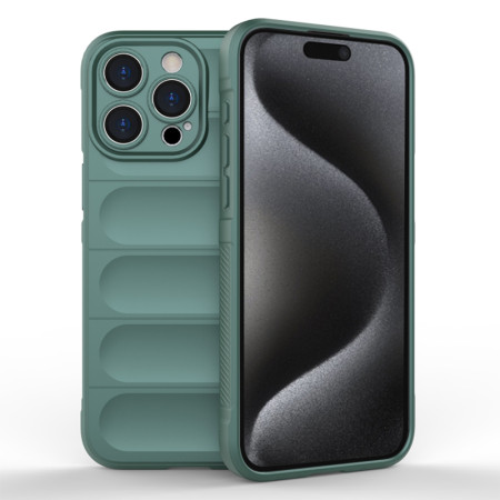 Husa pentru iPhone 15 Pro Max, Antisoc, Margini cu Striatii, Design Minimalist, Green