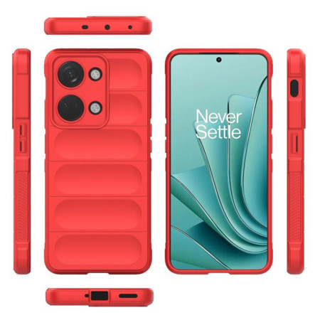 Husa pentru OnePlus Nord 3, Antisoc, Margini cu Striatii, Design Minimalist, Red