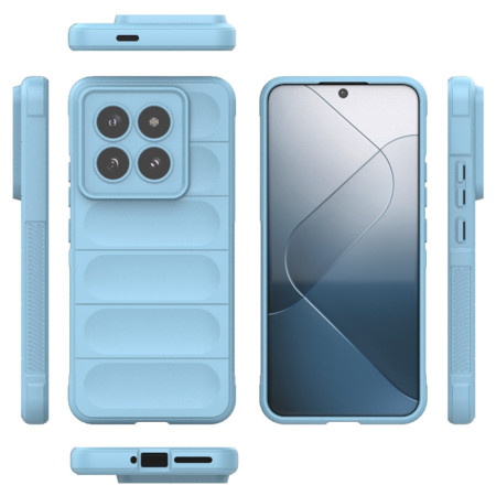 Husa pentru Xiaomi 14 Pro, Antisoc, Margini cu Striatii, Design Minimalist, Bleu