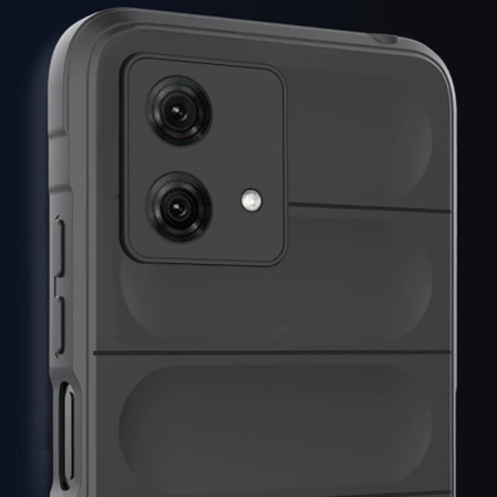 Husa pentru Motorola Moto G84, Antisoc, Margini cu Striatii, Design Minimalist, Black