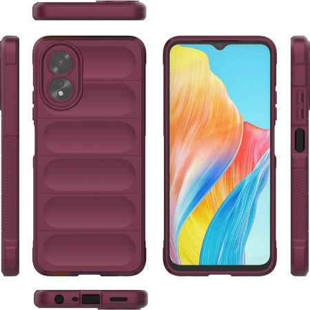 Husa pentru Oppo A38 / A18, Antisoc, Margini cu Striatii, Design Minimalist, Bordeaux