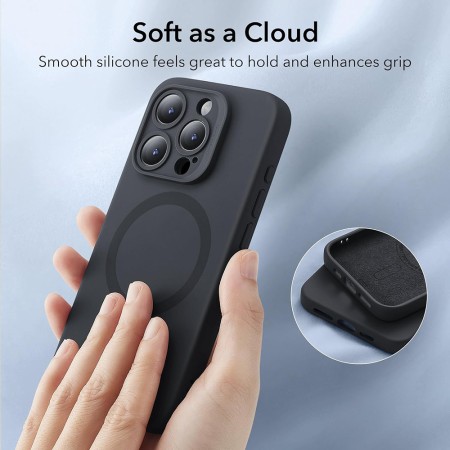 Husa pentru iPhone 15 Pro - ESR Cloud Soft HaloLock - Black