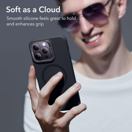 Husa telefon iPhone 14 Pro Max ESR Cloud Soft HaloLock Kickstand, Blac