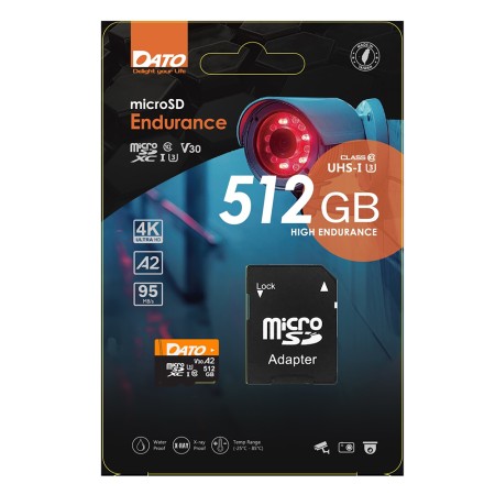 Card de Memorie, Micro SDXC, 512GB, U3, A2, V30 - Dato Endurance (DTTF512GU3A2V30HA) - Black