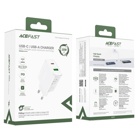 Acumulator pentru Priza, USB, Type-C, 20W, Fast Charging - Acefast - White