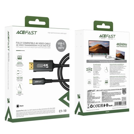 Cablu video Type-C la HDMI, 4kat60Hz, 1.8m  - Black