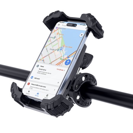 Suport de Telefon pentru Bicicleta, Free Rotation, Safety lock, 4.5-6.7'' - Black