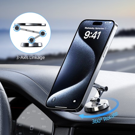 Suport Auto cu Magnet pentru Telefon, Universal, Ajustabil - Silver