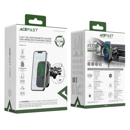 Suport Auto pentru Telefon, Wireless, Fast Charging - Acefast - Black