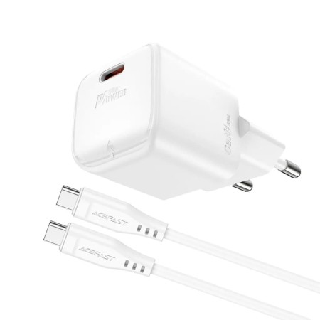 Acumulator pentru Priza, Type-C, GaN, 30W, Power Delivery cu Cablu USB-C - Acefast - White