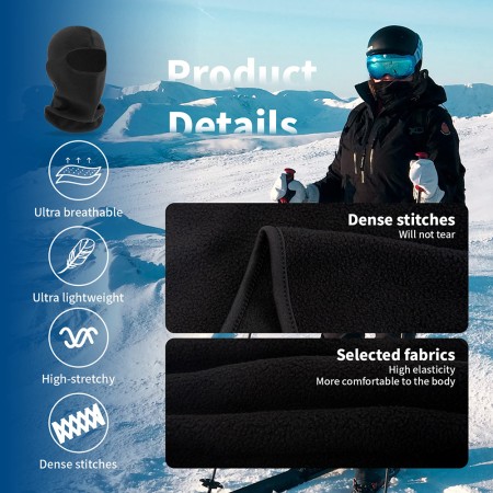 Masca pentru Sporturi de Iarna, Material Polar, Universala 35.6 x 26cm - Black