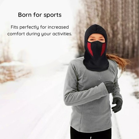 Balaclava Masca pentru Sporturi de Iarna, Airsoft, Paintball, Poliester 35 x 28.5cm - Black