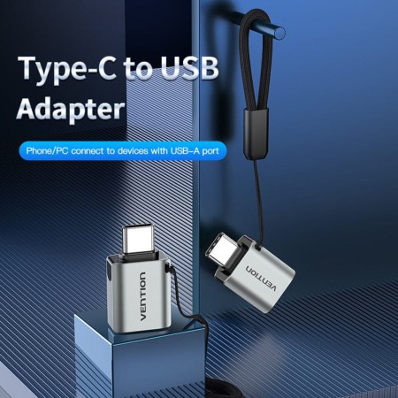 Adaptor Type-C la USB 3.0, U-disk reader, Functia OTG, 5Gbps - Vention (CDQH0) - Gray