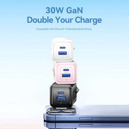 Incarcator GaN, Type-C, USB, PD30W, Dual Fast Charging - Vention (FEQL0-EU) - Bleu