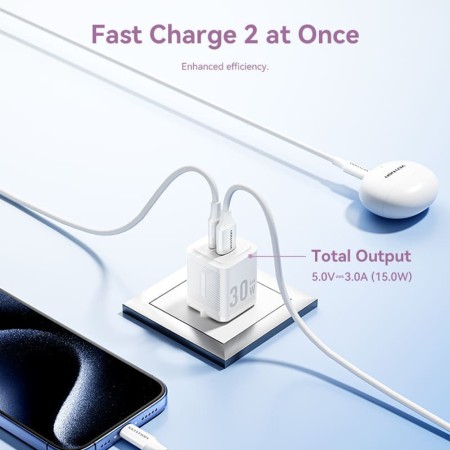 Incarcator GaN, Type-C, USB, PD30W, Dual Fast Charging - Vention (FEQL0-EU) - Bleu