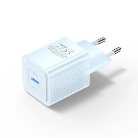 Incarcator pentru priza EU, GaN, 20W, Type-C, Smart Charging - Vention (FEPL0-EU) - Bleu