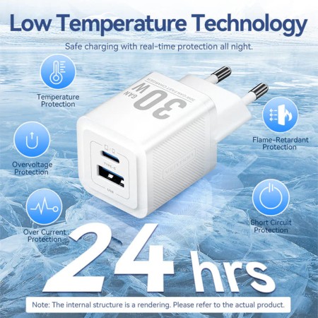 Incarcator EU, GaN, Type-C, USB, PD30W, Fast Charging - Vention (TZ-FEQW0-EU-01) - White