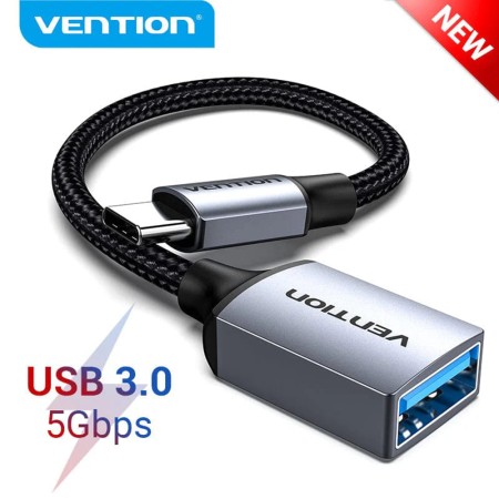 Adaptor cu Functia OTG, Type-C la USB 2.0, 480Mbps, Fast Data Transfer, 0.15m - Vention (CCWHB) - Gray