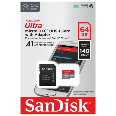 Card de Memorie, 64GB, MicroSDXC - SanDisk (SDSQUAB-064G-GN6MA) - Red