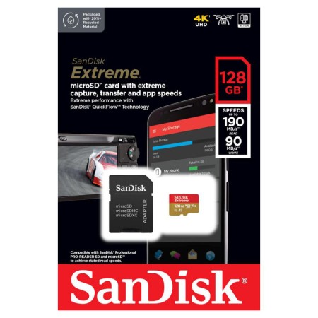 Card de Memorie, 128GB, MicroSDXC - SanDisk Extreme (SDSQXAA-128G-GN6MA) - Grey