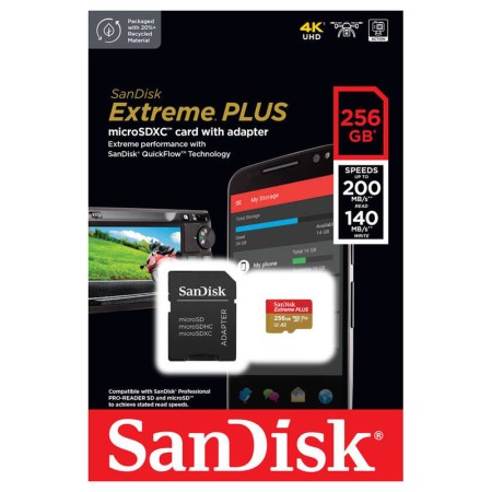 Card de Memorie, 256GB, MicroSDXC - SanDisk Extreme Plus (SDSQXBD-256G-GN6MA) - Grey