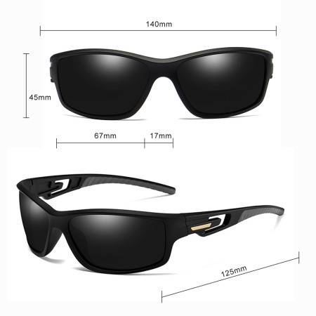 Ochelari pentru Ciclism cu lentile polarizate, ochelari de soare sport, tampoane pentru nas, Black / Yellow