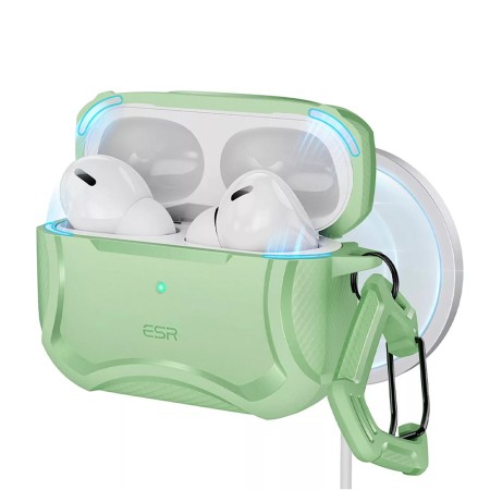 Husa pentru Apple AirPods Pro 1 / 2 - ESR Cyber Armor Tough HaloLock - Light Green