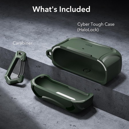 Husa pentru Apple AirPods Pro 1 / 2 - ESR Cyber Armor Tough HaloLock - Light Green