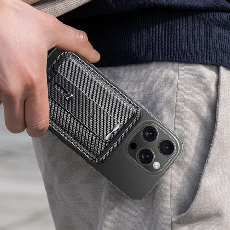 Portofel pentru Telefon cu Functie de Suport Birou - ESR - Carbon Fiber