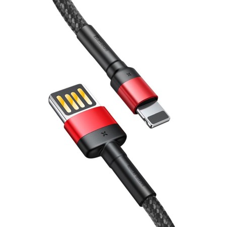 Cablu USB la Lightning, 480Mbps, 2.4A, 1m - Baseus Cafule Special Edition (CALKLF-G91) - Red / Black