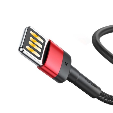 Cablu USB la Lightning, 480Mbps, 2.4A, 1m - Baseus Cafule Special Edition (CALKLF-G91) - Red / Black