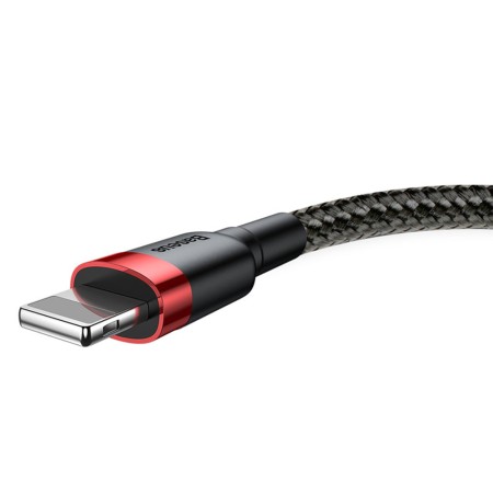 Cablu USB la Lightning, 480Mbps, 2.4A, 1m - Baseus Cafule Special Edition (CALKLF-G91) - Red / Black