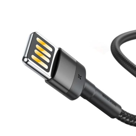 Cablu USB la Lightning, 480Mbps, 2.4A, 1m - Baseus Cafule Special Edition (CALKLF-GG1) - Grey / Black